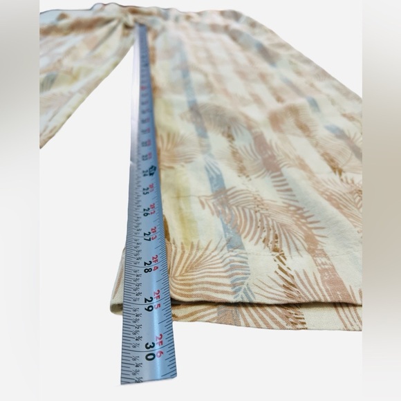 Sound Style Front Wide Leg Beach Linen Pant, Pockets, Tan & Blue, Size Medium - Picture 8 of 12